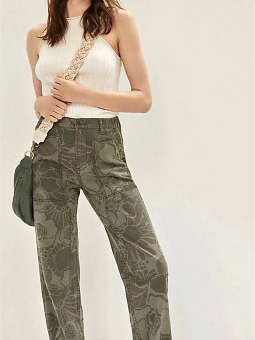 Pilcro The Wanderer Utility Pants Floral Straight Leg Waist 27